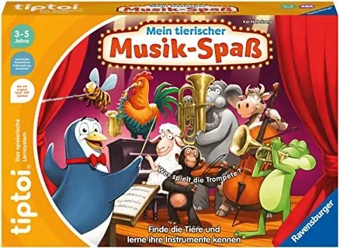Ravensburger tiptoi Spiel 00169 - Mein tierischer Musik-Spaß, interaktives Lernspiel für 1-4 Kinder (3-5 Jahre) zur Förderung von Musikalität und Konzentration