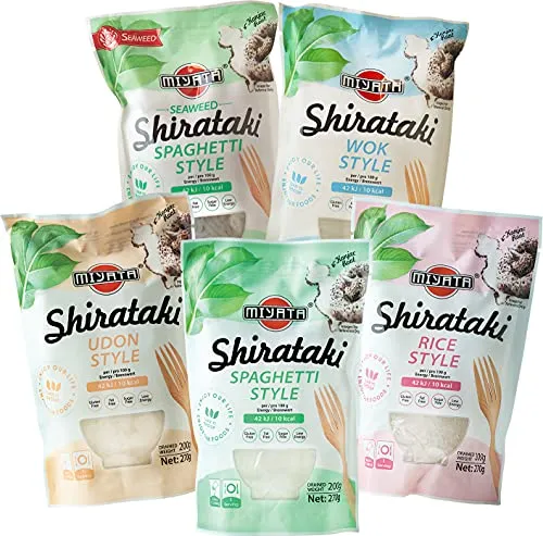 Miyata Shirataki Mischkarton mit 5 verschiedenen Sorten, Nudeln aus Konjakmehl, 5er Pack (5 x 270g)