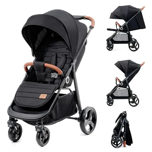 Kinderkraft GRANDE PLUS Buggy, von Geburt bis 22 kg - Praktischer Kinderwagen mit einhändigem Zusammenklappen, großer Liegeposition und gedämpften Rädern für bequemes Fahren in jedem Gelände.