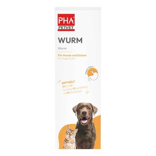 PHA Wurm Tropfen für Hunde und Katzen, 50ml - Effektive Wurmbehandlung für Ihr Haustier in praktischer 50ml Flasche. Unterstützt die Gesundheit und das Wohlbefinden Ihrer Tiere.