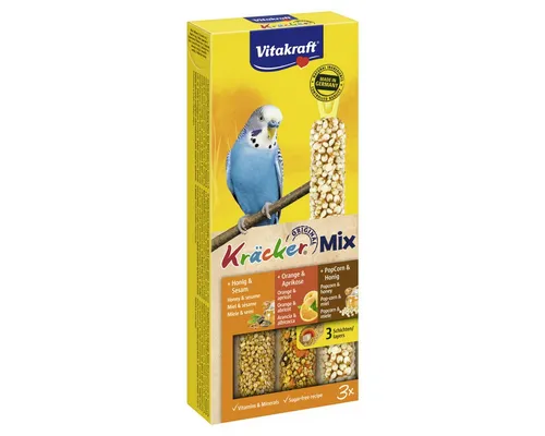 Vitakraft Kräcker® Mix Honig / Orange / PopCorn für Sittiche 80 g, für: Vogel