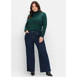 Stretch-Jeans SHEEGO, Damen, Gr. 58, Normalgrößen, blau (dunkelblau denim), 98% Baumwolle, 2% Elasthan, lang, Jeans