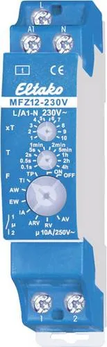 Eltako MFZ12230V Multifunktions-Zeitrelais - Steckdosen- & Schalterteile, vielseitig einsetzbares Zeitrelais mit einstellbaren Zeiten von 0,1 Sekunde bis 40 Stunden und nur 0,4 Watt Stand-by-Verlust.
