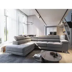 Masseno Ecksofa SELVA L-S mit Schlaffunktion - Ecksofa mit praktischem Bettkasten und Schlaffunktion, ideal für Gästeübernachtungen. Hochwertige Verarbeitung und elegantes Design sorgen für Komfort und Stil in Ihrem Wohnzimmer.