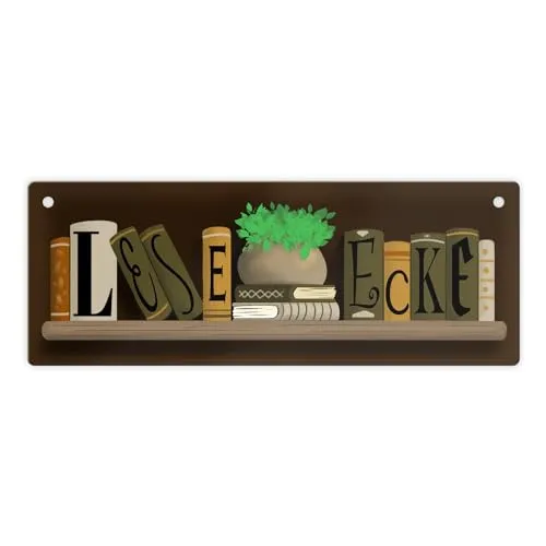 Leseecke Bücherregal Metallschild für alle Leseratten als Geschenkidee für Kinder die gerne lesen und andere Bücherwürmer oder deine geheime Lese-Ecke Romane Thriller