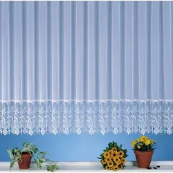 heimtexland edle Store Gardine mit Makramee Sockel - Schiebevorhang in Weiß transparent, HxB 120x600 cm, ideal für Fensterbreiten 190-240 cm. Aus 100% Polyester, Ökotex-zertifiziert und pflegeleicht – perfekt für ein stilvolles Zuhause.