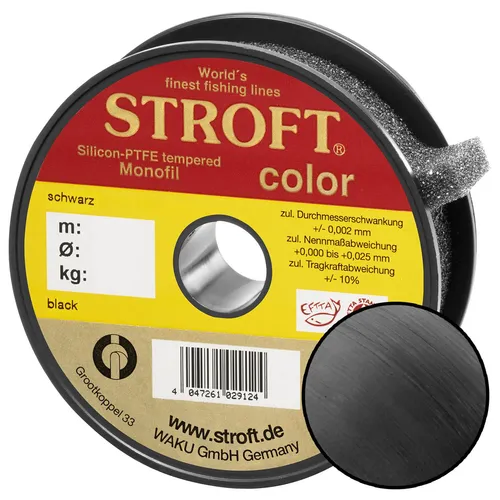 STROFT Color Monofile Angelschnur Schwarz 0,45mm 16,0kg 200m - Premium Monofile Angelschnur für hohe Sichtbarkeit und Weichheit. Ideal für Winter- und Eisangeln sowie Karpfenangeln mit hervorragender Tragkraft.