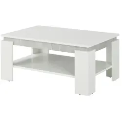 HELA Couchtisch TIM - Vielseitig und Modern - Couchtisch in weiß betonoptik, mit praktischem Ablageboden für zusätzlichen Stauraum - ideal für stilvolle Wohnzimmer.
