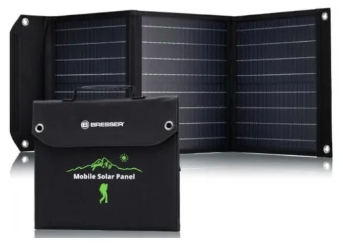 Bresser Solar Ladegerät 40W - ultrakompakt mit 1x DC- und 3x USB-A-Anschlüssen, ideal für Camping und Trekking, schnelle und effiziente Stromversorgung