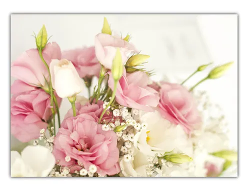 XL Poster 70 x 50cm Strauß lachsfarbener und weißer Rosen (F240) Plakate gerollt