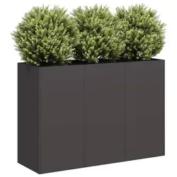 vidaXL Pflanzkübel Schwarz 120x40x80 cm - Garten-Zubehör mit langlebigem kaltgewalztem Stahl für hohe Stabilität und eine stilvolle Präsentation deiner Pflanzen im Garten oder auf der Terrasse.
