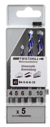 Mehrzweckbohrer Set 5-Teilig – Universelles Bohrer Set für jeden Einsatz - Vielseitiges 5-teiliges Set für Materialien wie Holz, Stahl und Keramik. Mit Hartmetall-Kopf und sauberem Bohrloch für schnelles Arbeiten. Ideal für Heimwerker und Profis.