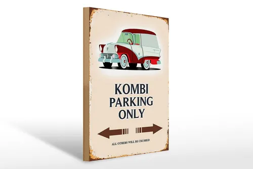 Femer GmbH Holzbild Spruch 30x40cm Kombi Parking only Auto, Auto Motorrad Werkstatt Garage, Parkplatz (1 St), Glatte Holzfaserplatte (MDF), vorn beschichtet