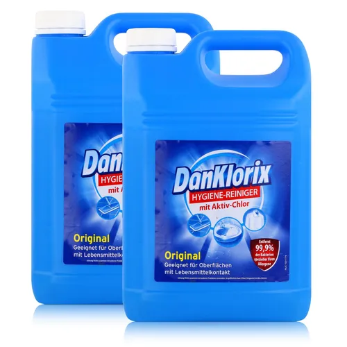 DanKlorix Hygiene-Reiniger Original 5L (2er Pack) - Effektiver Allzweckreiniger mit Aktiv-Chlor für hygienische Sauberkeit in Ihrem Zuhause. Ideal zur Unterstützung der Reinigung in verschiedenen Bereichen.