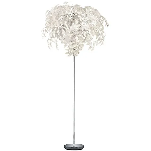 Reality Leuchten RL LIVE YOUR LIGHT Stehleuchte Leavy R40463001 - Moderne 3-flammige Stehleuchte aus Metall in Nickel matt mit einem eleganten weißen Kunststoffschirm, ideal für stimmungsvolle Beleuchtung in Ihrem Wohnraum.