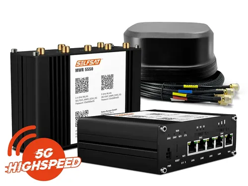 SELFSAT MWR 5550 5G Cat 20 WLAN Router bis 3,3 Gbps inkl. SATCO 5G Antenne schwarz