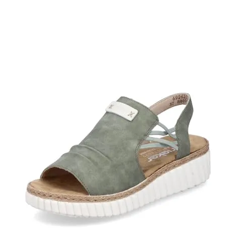 Rieker Damen Pantoletten 69262 - Wanderschuhe, ideal für breite Füße mit optimaler Passform und 4.4 cm Keilabsatz für zusätzlichen Komfort.