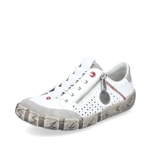 Rieker Damen Low-Top Sneaker L0355 - Damen-Sneaker mit hochwertigem Leder für ein angenehmes Fußklima, ideal für Freizeit und Alltag, mit praktischem Reißverschluss und stylishen Keilabsatz.