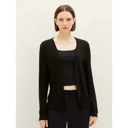 TOM TAILOR Damen Basic Sommer Cardigan - Leichte Strickjacke in Schwarz, Größe XL - Strickjacke für Damen aus weichem Jersey-Stoff, perfekt zum Überziehen im Sommer. Ideal für vielseitige Outfits, angenehm zu tragen und im Regular Fit.