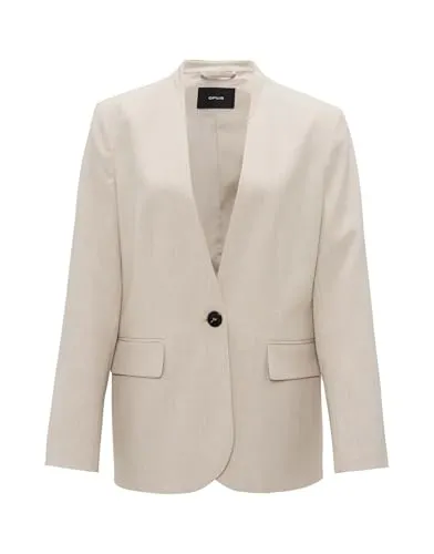 OPUS Damen Blazer | Natural Glaze, Größe 38 - Eleganter Blazer für Damen mit lockerer Passform, tiefem V-Ausschnitt und kleinem Stehkragen – perfekt für stilvolle Anlässe.