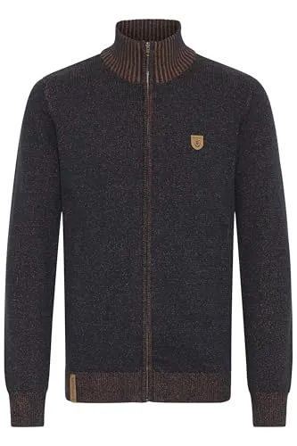 Indicode IDAndy Herren Strickjacke Cardigan Grobstrick Pullover Navy - Modische Herrenstrickjacke aus weicher Baumwollmischung. Ideal für Freizeit und Büro, mit durchgehendem Reißverschluss und komfortablem Regular Fit. Perfekt kombinierbar für jeden Anlass!