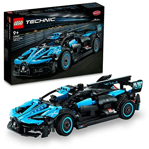 LEGO TECHNIC 42162 Bugatti Flitzer Agile Blue – Rennwagen-Bausatz - Herausfordernder Baukasten für Motorsport-Fans ab 9 Jahren. Kinder können ein detailgetreues Bugatti-Modell mit funktionierenden Motor und Türen erschaffen und stolz präsentieren.