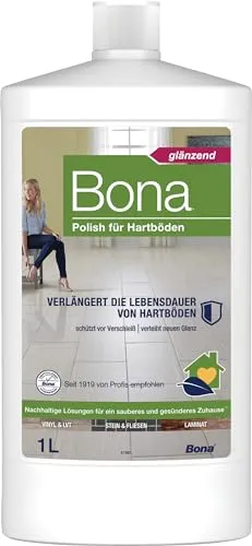 Bona Laminat Versiegelung 1L - Pflege für Laminat, Vinyl und Fliesen - Vielseitige Bodenpflege für Laminat, Vinyl, LVT und Fliesen. Die schützende Versiegelung sorgt für langanhaltenden Glanz und verlängert die Lebensdauer deiner Böden. Einfach anzuwenden und GREENGUARD GOLD zertifiziert.
