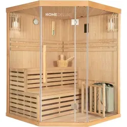 HOME DELUXE Traditionelle Sauna SKYLINE - XL - Sauna, lichtdurchflutetes Design für gehobenen Geschmack und modernes Ambiente, ideal für entspannende Wellnessmomente zu Hause.