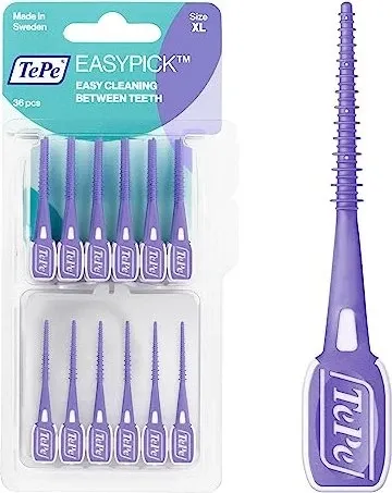 TePe EasyPick Interdentalbürsten Lila XL 36 St. - Interdentalreinigung leicht gemacht mit der neuen Größe X-Large, 36 Stück für eine gründliche Mundhygiene.