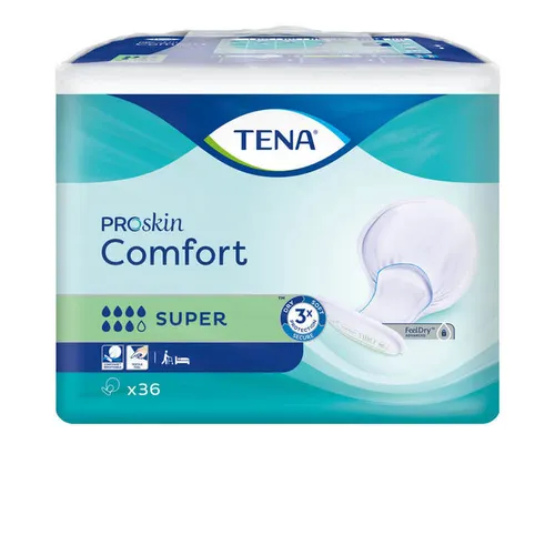 Tena Comfort Super 72 ST - Inkontinenzeinlagen mit hoher Saugstärke, einzigartiger Schalenform für optimalen Auslaufschutz und Komfort. Dank FeelDry Advanced Technologie bleibt die Haut trocken und gesund.