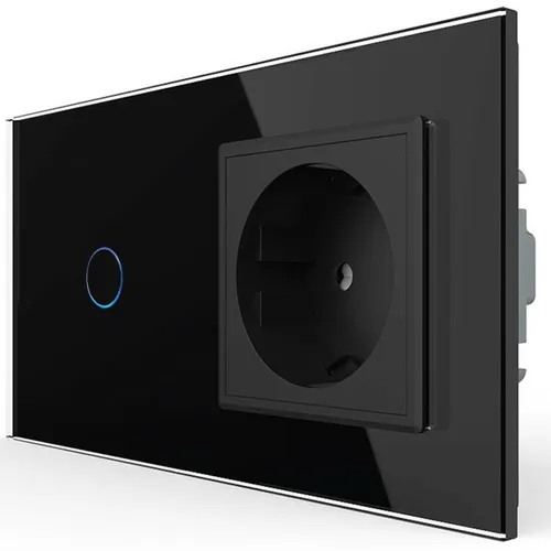 LIVOLO Touch Glas LED Lichtschalter Wandschalter Steckdose Steckdosen Schwarz