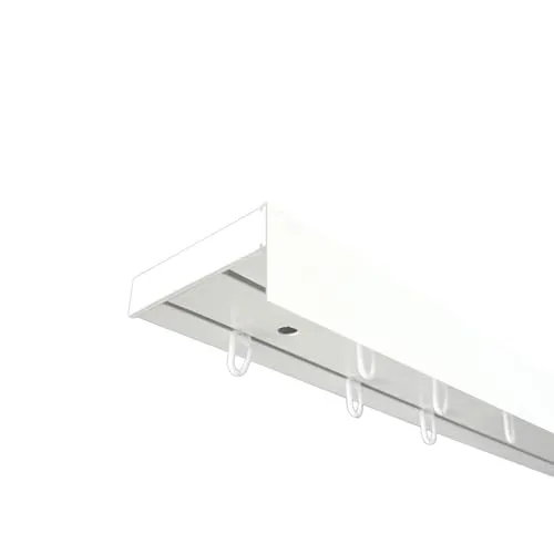 SN DECO GROUP SN Deco - Vorhangschiene SH Set 2-läufig, Gardinenschiene, vorgebohrt, m. Blende weiß 5cm, Komplettes Zubehör und Röllchen (weiß, 120 cm), 8317310120
