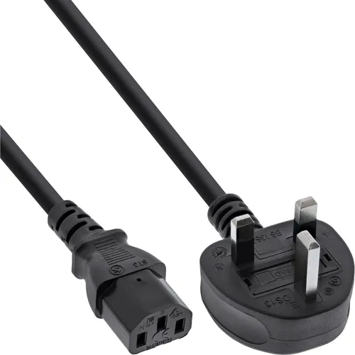 InLine® Netzkabel Netzstecker England auf Kaltgerätestecker C13 schwarz 1m