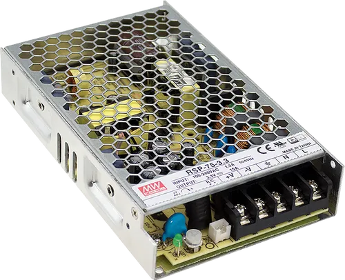 MeanWell RSP-75-7.5 LED Trafo 7,5V, 75W - LED-Trafo in geschlossener Bauform mit Überlastschutz und niedrigem Profil, ideal für platzsparende Anwendungen und zuverlässige Stromversorgung.