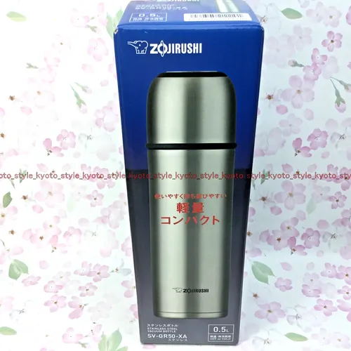 Zojirushi Edelstahl Wasserflasche 500ml - Thermoskanne Silber SV-GR50-XA - Trinkflaschen & Isolierbecher, aus rostfreiem Edelstahl, ideal für heiße und kalte Getränke, hält die Temperatur lange.