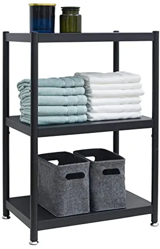 Industrial Design Metallregal 61x41x90 - 3 Ebenen Standregal in Schwarz - Bad-Regale im Industrial Style - Metallregal mit 3 Ebenen, verleiht jedem Raum einen modernen Look und sorgt für stilvolle Ordnung.