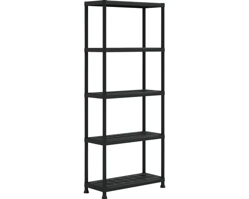 Kunststoffregal schwarz 176x75x32 cm - Regalsysteme mit 5 Böden und einer hohen Tragkraft von 125 kg, ideal für platzsparende Aufbewahrung in jedem Raum.