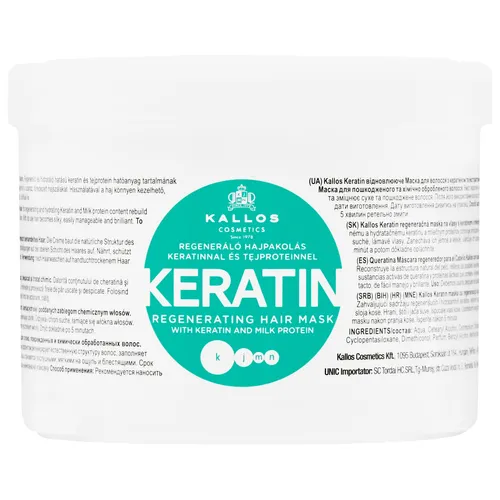 Kallos Keratin Haarmaske 500ml für geschädigtes Haar, keratin- & proteinreic