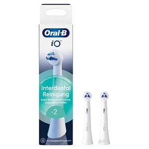 Oral-B iO Interdental Aufsteckbürsten 2er - Scherköpfe für Oral-B iO Zahnbürsten, entwickelt mit ZahnärztInnen für optimale Reinigung schwer zugänglicher Bereiche wie Zahnspangen und Implantate. Die Borsten signalisieren den Wechselzeitpunkt für maximale Leistung.