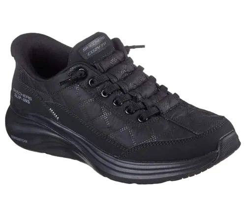 Skechers Contour Foam Cozy Fit Slip-On Sneaker - Komfortabler Slipper mit Handsfree-Technologie - Stylischer Slip-On Sneaker in Schwarz (Größe 35) mit gepolstertem Air-Cooled Memory Foam für hohen Tragekomfort und einfache Handhabung. Ideal für den sportlichen Alltag!
