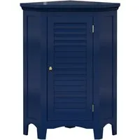 Teamson Hochschrank Freistehender Aufbewahrungsschrank aus MDF mit Lamellentür blau - Hochschrank mit eleganter Lamellentür, bietet durch seine besondere Form mehr Stauraum und verfügt über ein Innenregal für optimale Organisation. Ideal für Badezimmer und Küchen.