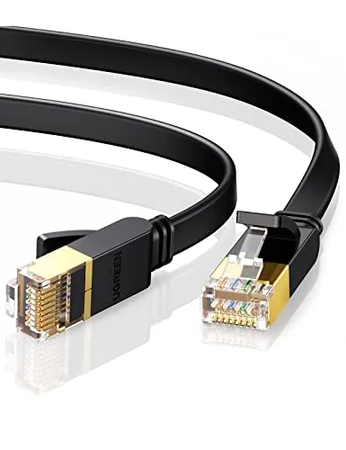 Ugreen CAT.7 Ethernet Kabel Lan Patchkabel Gigabit 1m Flach Netzwerkkabel/Ultra Durable High Performance Ethernet Kupferkabel RJ45,Cat 7,S/FTP PIMF Molded Netzwerkkabel Stranded Kuper für Switch/Router/Modem/Patchpannel/Access Point/Patchfelder