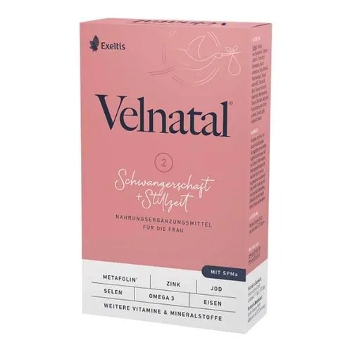 Velnatal Schwangerschaft und Stillzeit Weichkapseln - Nahrungsergänzungsmittel für werdende Mütter, unterstützt mit Vitaminen und Omega-3-Fettsäuren die gesunde Entwicklung von Mutter und Kind.