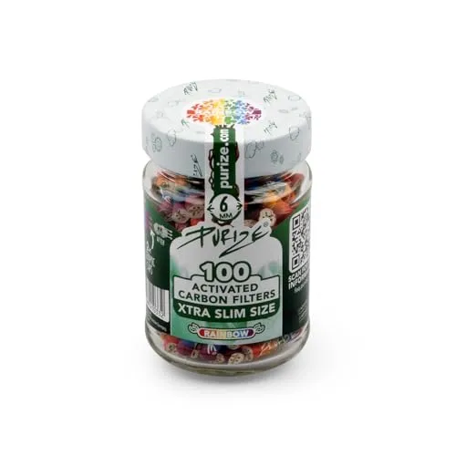 PURIZE® Glas I 100 XTRA Slim Size Aktivkohlefilter Rainbow