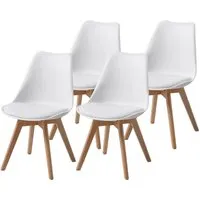 Albatros AARHUS Esszimmerstuhl 4er Set - Skandinavisches Retro-Design, bequeme Schalenstühle mit dicker Polsterung und massiven Holzbeinen, ideal für Esszimmer und Küche.