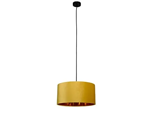 LED Pendelleuchte Vintage Samt Gelb/Gold 40cm - Stylishe Esstischlampe - Pendelleuchte im Vintage Style mit 40cm Samt-Lampenschirm in Gelb und Gold, dimmbar für individuelle Beleuchtung. Ideal für Küche, Esszimmer oder als Eyecatcher im Wohnraum.