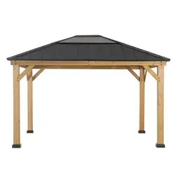 Sunjoy Pavillon Bruri – Rechteckiger Outdoor-Pavillon - Hochwertiger Pavillon aus naturbelassener Zeder, ideal für Gartenpartys. Mit robustem Stahldach und großzügiger Grundfläche von 13,24 m² bietet er Schutz und Stil.