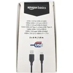 Amazon Basics USB C auf USB A 2.0 Schnellladekabel 2 Stück 480 MBit/s USB IF Apple iPhone 15 iPad Samsung Galaxy Tablets Laptops 1.8 m schwarz - Schwarz