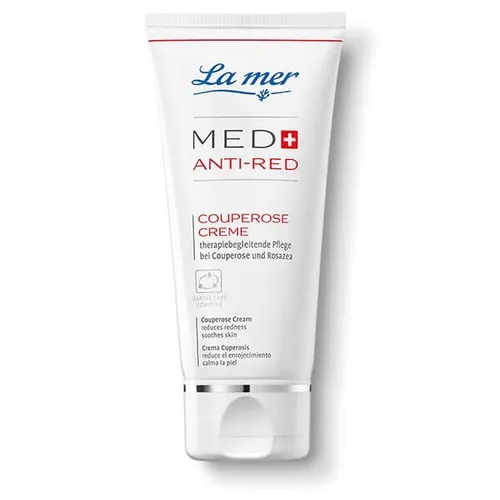 La mer MED+ Anti-Red Couperose Creme 50ml - Tagespflege für zu Rötungen neigende Haut, mildert Couperose und Rosacea mit dem Marine Care Complex aus Meeresschlick-Extrakt und Algen. Für einen ebenmäßigen Teint und weniger Hautirritationen.