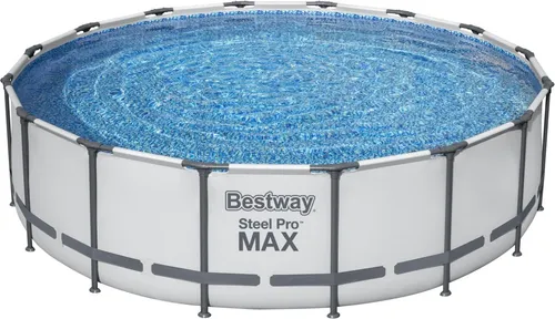 Bestway Pool Komplett Set Steel Pro Max Frame Ø 488 x 122 cm - Swimmingpools: Robustes und langlebiges Pool-Set mit einem Durchmesser von 488 cm, ideal für den ultimativen Badespaß im eigenen Garten.
